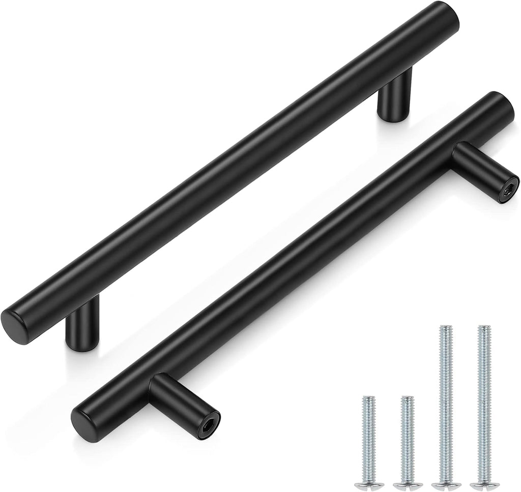 10 Pack| 2 Inch Flat Black Kitchen Cabinet T Bar Knobs Single Hole Modern Bedroom Dresser Pull Kitchen Cabinet Handles
