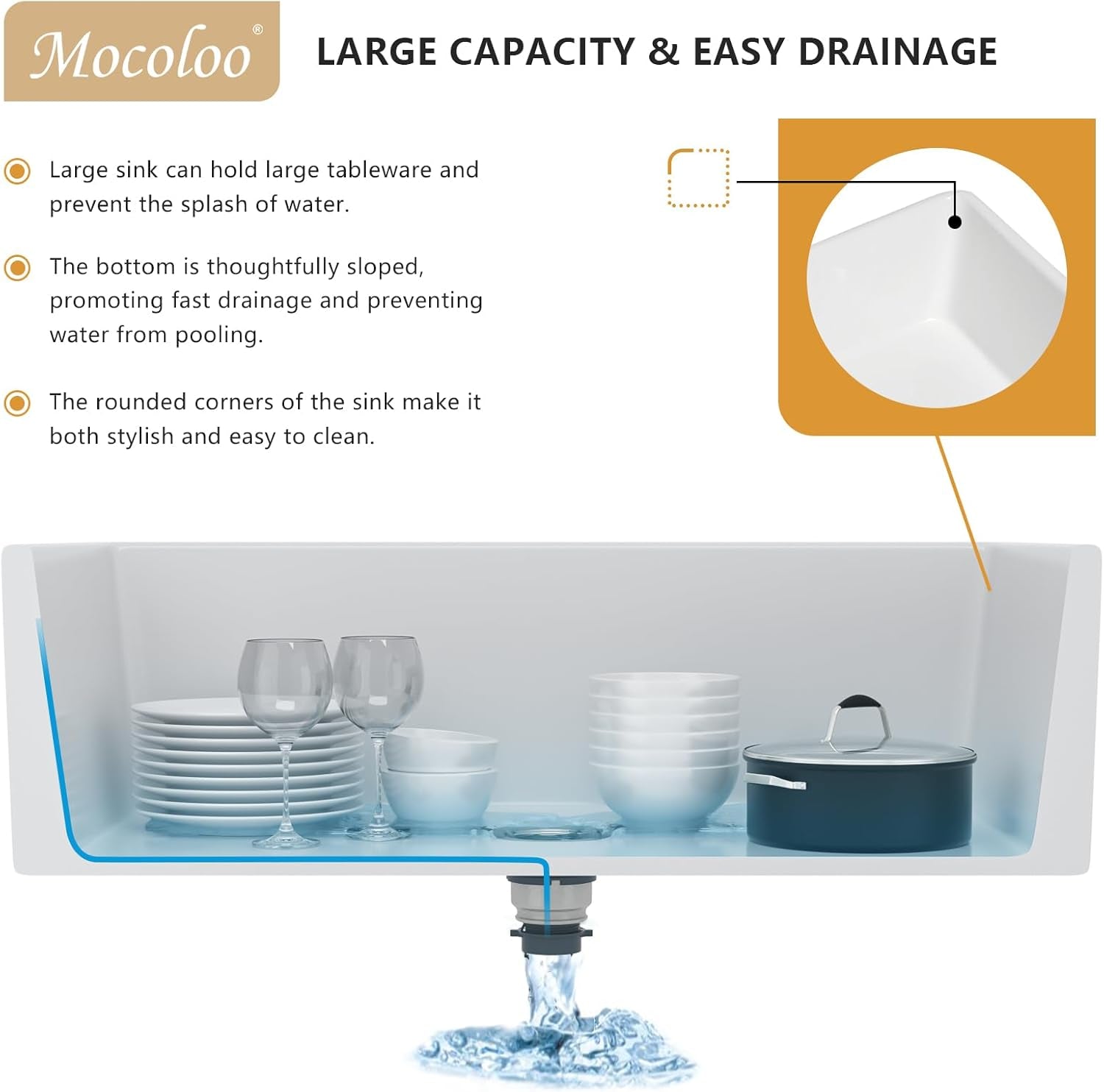 33 Farmhouse Kitchen Sink White 33"X20" Fireclay Farmhouse Sink Apron Front Ceramic Porcelain Single Bowl Deep Basin Undermount Farm Sinks