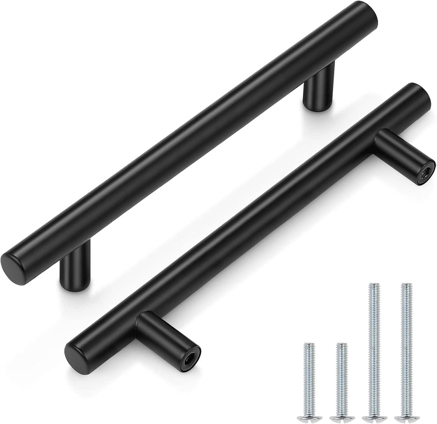 10 Pack| 2 Inch Flat Black Kitchen Cabinet T Bar Knobs Single Hole Modern Bedroom Dresser Pull Kitchen Cabinet Handles