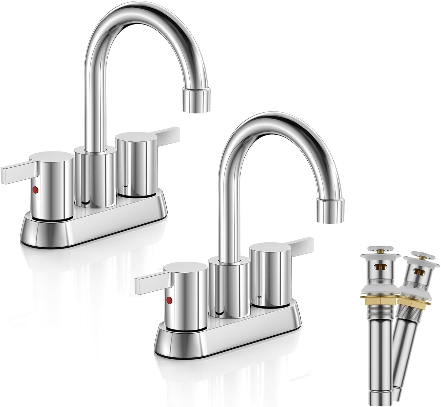 4 Inch 2 Handle Centerset Matte Black Lead-Free Modern Bathroom Faucet, 360 Swivel Spout 2-3 Hole RV Bathroom Vanity Sink Faucet with Pop up Drain and Water Supply Lines,Bf015-1-Mb