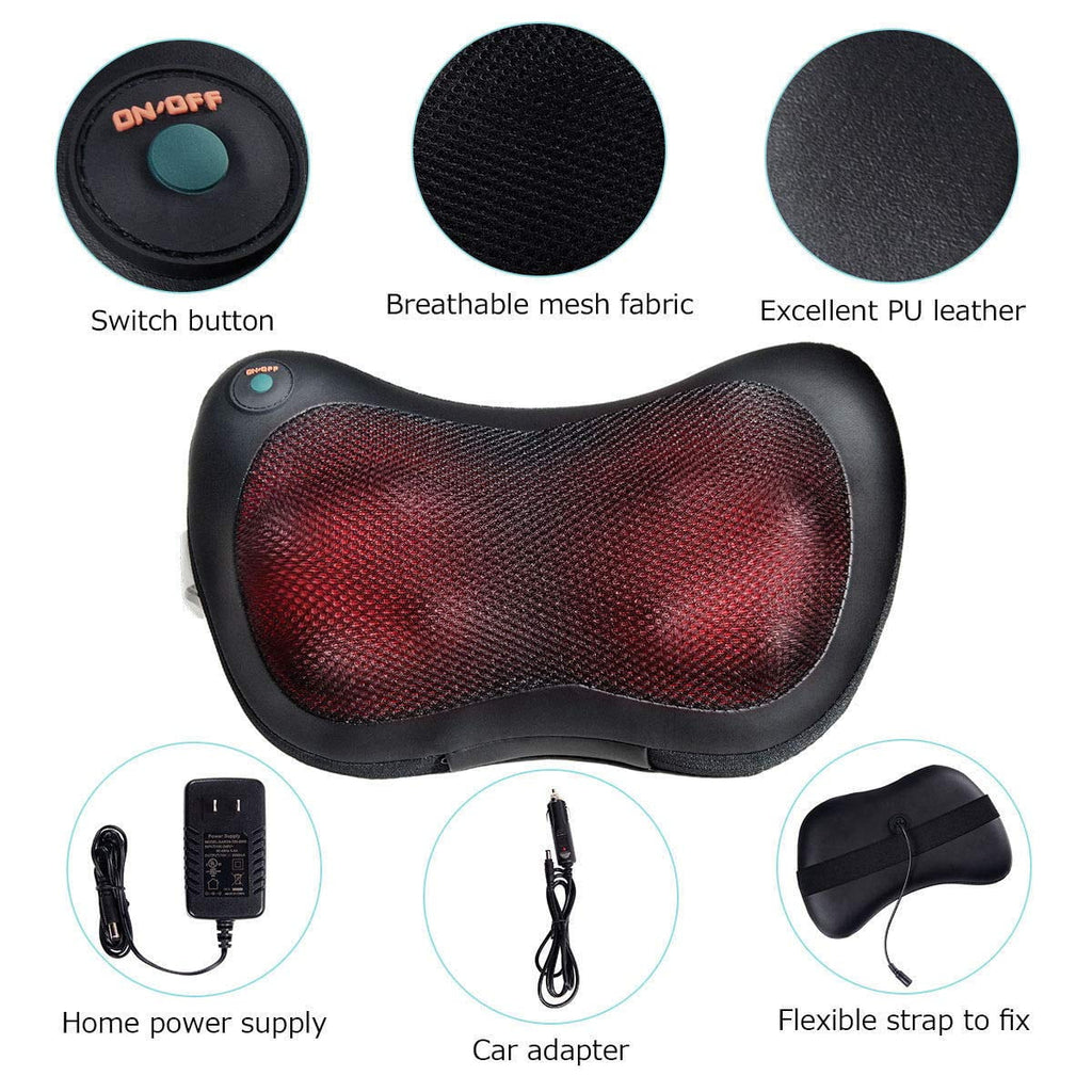 Shiatsu Back and Neck Massager with Heat, Deep Tisctric Massage Pillow for Back,Shoulders,Legs,Foot,Body Musclesue Kneading