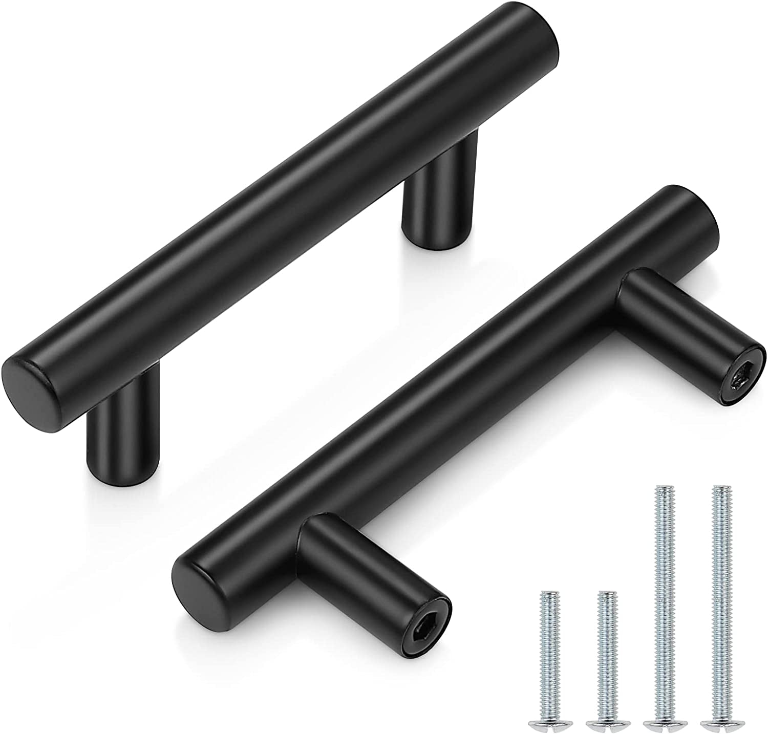 10 Pack| 2 Inch Flat Black Kitchen Cabinet T Bar Knobs Single Hole Modern Bedroom Dresser Pull Kitchen Cabinet Handles